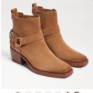 Sam Edelman Bellamie Wester Ankle Boots Leather Suede Square Toe Bootie Size 8